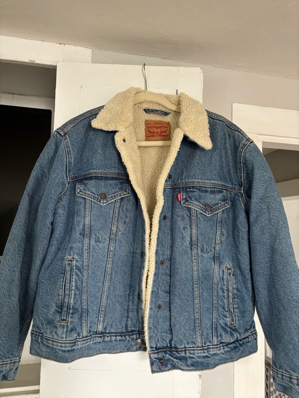 Levi's Blue Denim Sherpa-Lined Bomber Jacket